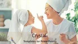  Presentation with caring - Slide deck with creme - happy family mother and daughter background and a coral colored foreground