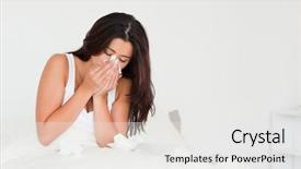  Presentation with good sales - Slides with morning sickness - good-looking woman having a cold background and a white colored foreground