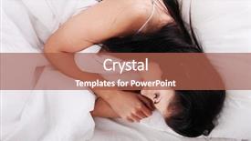  Presentation with insomnia - PPT layouts enhanced with morning sickness - young caucasian female on bed background and a red colored foreground