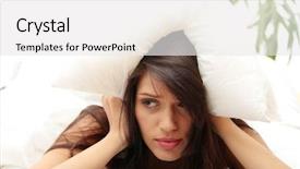  Presentation with sickness - Audience pleasing PPT layouts consisting of morning sickness - young caucasian female on bed backdrop and a white colored foreground