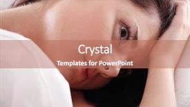  Presentation with insomnia - Presentation theme enhanced with morning sickness - young caucasian female on bed background and a coral colored foreground