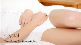  Presentation with sickness - Slides enhanced with morning sickness - young woman stroking her belly background and a lemonade colored foreground