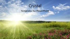  Presentation with sunshine - Slide set having morning sky - meadow with flowers and sunshine background and a  colored foreground