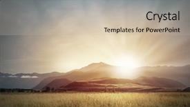  Presentation with mountain top - Theme enhanced with morning sky - natural landscape beautiful sunrise above background and a soft green colored foreground