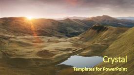  Presentation with autumn morning - Presentation design with morning sky carpathian mountains background and a tawny brown colored foreground