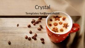  Presentation with coffee cup - Audience pleasing slide deck consisting of morning star - cup of coffee and macaroons backdrop and a coral colored foreground