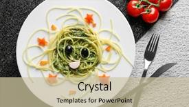  Presentation with children in the past - Presentation design consisting of morning star - plate with creative pasta background and a soft green colored foreground