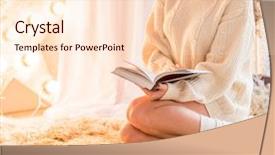  Presentation with women harassment - Presentation theme having morning star - women with book background and a lemonade colored foreground