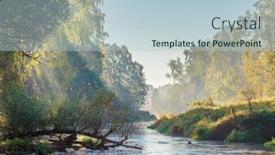  Presentation with fog - Colorful slides enhanced with morning-summer-river-in-fog backdrop and a lemonade colored foreground