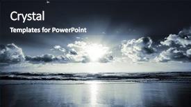  Presentation with sun breaking through clouds - Amazing presentation theme having morning sun bursts through clouds backdrop and a  colored foreground