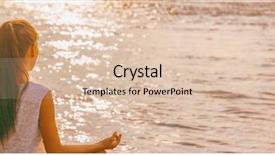  Presentation with morning sunrise - Cool new PPT theme with morning sunrise beach meditation banner backdrop and a lemonade colored foreground