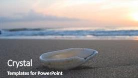  Presentation with morning sunrise - Beautiful PPT theme featuring palm shell dream beach - morning sunrise backdrop and a dark gray colored foreground