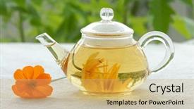  Presentation with tea tpes - Audience pleasing presentation theme consisting of morning-tea backdrop and a yellow colored foreground