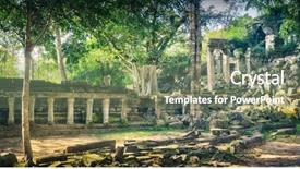  Presentation with cambodia - Amazing PPT layouts having morning time siem reap backdrop and a violet colored foreground