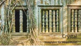  Presentation with cambodia - PPT theme with morning time siem reap background and a yellow colored foreground