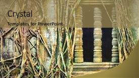  Presentation with cambodia - Audience pleasing PPT theme consisting of morning time siem reap backdrop and a coral colored foreground