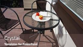  Presentation with round table - Presentation theme enhanced with morning-vegetarian-breakfast-with-apple background and a tawny brown colored foreground