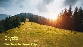  Presentation with summer trees - Presentation theme having morning-view-of-forested-mountains background and a tawny brown colored foreground