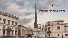  Presentation with equestrian - Cool new PPT theme with morning-view-of-the-piazza backdrop and a light gray colored foreground