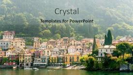  Presentation with bright yellow - Amazing slide deck having morning-view-on-colorful-town backdrop and a light gray colored foreground