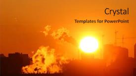  Presentation with fume - Presentation theme having morning warming emissions catalyst fume background and a gold colored foreground