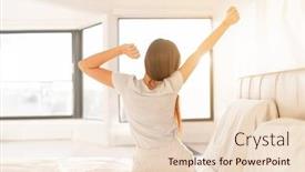  Presentation with weekend - Slides having morning-woman-waking-up background and a lemonade colored foreground