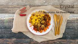  Presentation with meatball - Slide set consisting of moroccan-beef-kefta-meatballs-meatball background and a coral colored foreground