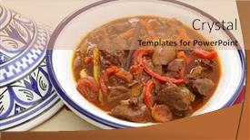  Presentation with moroccan - Beautiful slide set featuring moroccan-beef-tagine-served backdrop and a coral colored foreground