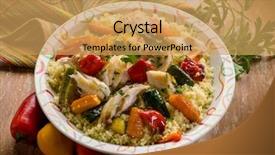  Presentation with couscous - Amazing slides having moroccan culture - couscous with fish and vegetables backdrop and a yellow colored foreground