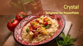  Presentation with couscous - Presentation theme having moroccan culture - couscous with fish and vegetables background and a tawny brown colored foreground