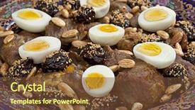  Presentation with moroccan - Cool new PPT theme with moroccan festivity dish with meat plums almonds and eggs close up backdrop and a tawny brown colored foreground
