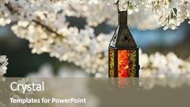  Presentation with cherry blossom - Colorful PPT theme enhanced with moroccan glass and metal lanterns backdrop and a coral colored foreground