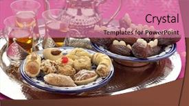  Presentation with high tea - Cool new PPT layouts with moroccan high tea with cookies backdrop and a coral colored foreground