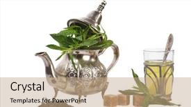  Presentation with green tea - Presentation design with moroccan mint tea background and a coral colored foreground