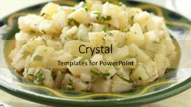  Presentation with potatoe - Beautiful PPT layouts featuring traditional moroccan potatoe salad on a plate close up on the table backdrop and a yellow colored foreground