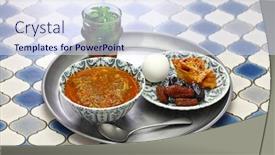  Presentation with iftar - Slide deck with moroccan-ramadan-iftar-meal-harira background and a sky blue colored foreground