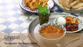  Presentation with iftar - Colorful PPT theme enhanced with moroccan-ramadan-iftar-meal-harira backdrop and a coral colored foreground