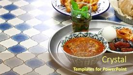  Presentation with iftar - Beautiful slide deck featuring moroccan-ramadan-iftar-meal-harira backdrop and a coral colored foreground