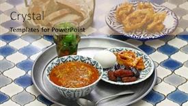  Presentation with iftar - Colorful slide set enhanced with moroccan-ramadan-iftar-meal-harira backdrop and a coral colored foreground