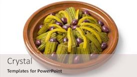  Presentation with moroccan - PPT theme consisting of moroccan-tajine-with-cardoon-olives background and a soft green colored foreground