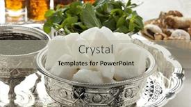  Presentation with moroccan - Amazing PPT theme having moroccan tea set with sugar mint and tea in traditional bowls backdrop and a mint green colored foreground