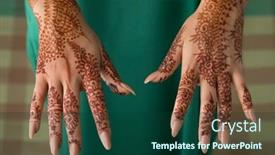  Presentation with moroccan - Amazing PPT theme having upside of traditional henna backdrop and a forest green colored foreground