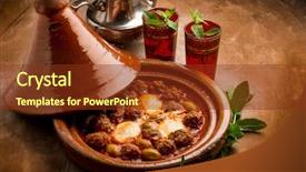  Presentation with meat - PPT theme having morocco - cover and tajine with meat background and a tawny brown colored foreground
