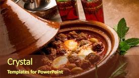  Presentation with meat - Slides having morocco - cover and tajine with meat background and a tawny brown colored foreground