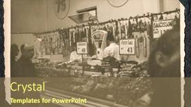  Presentation with butcher shop - Colorful slide set enhanced with morocco-circa-forties-vintage-photo backdrop and a coral colored foreground