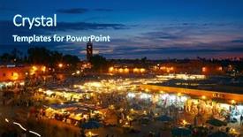  Presentation with empty road motion blur - Colorful PPT theme enhanced with morocco desert islam - el jemaa el fna sqare backdrop and a  colored foreground