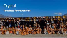  Presentation with pottery - PPT theme consisting of morocco-pottery-traditional-moroccan-art background and a teal colored foreground