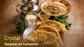  Presentation with morocco - Presentation design consisting of morocco-traditional-breakfast-with-sello background and a tawny brown colored foreground