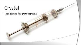  Presentation with syringe - PPT theme consisting of morphyne - old injecting syringe on white background and a white colored foreground