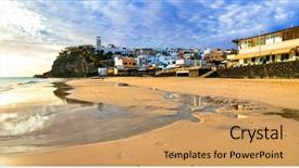  Presentation with scenic - Colorful presentation design enhanced with morro jable with great beach backdrop and a coral colored foreground